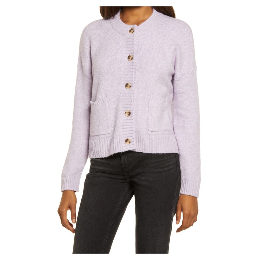 Madewell Colburne Cardigan Sweater Cotton Purple Cozy XXS